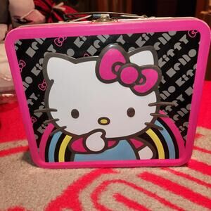 Hello Kitty Loungefly Rainbow Tin Metal Lunch Box Carry Case Alien Skull Heart